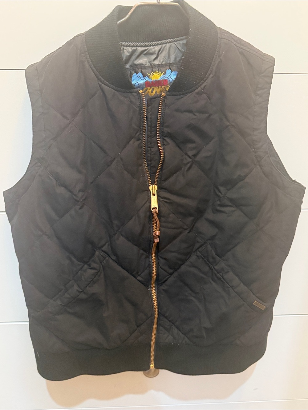 Bauer Black Quilted Sleeveless Puffer Vest with Gold Zipper